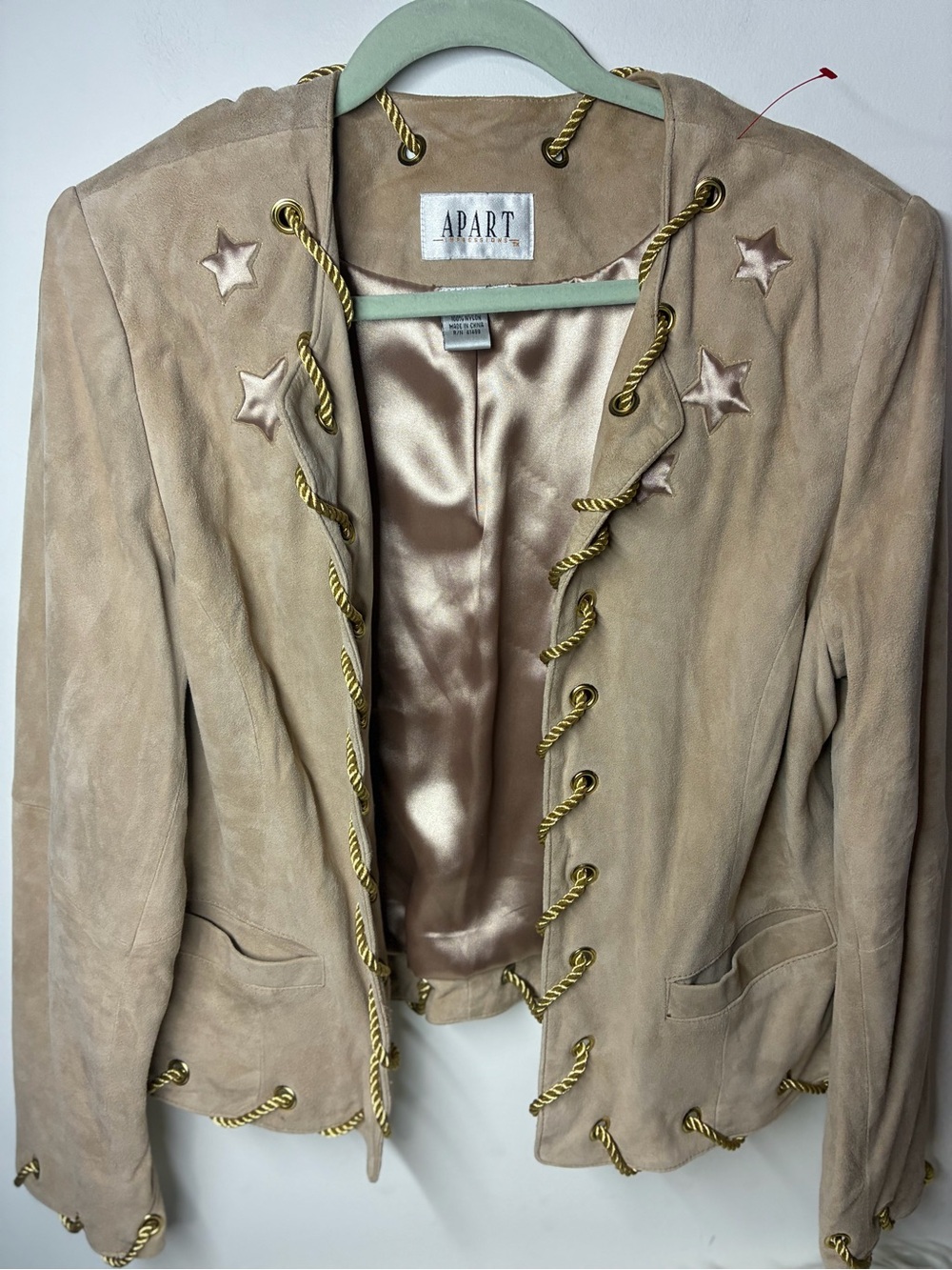 Beige Vintage Suede Star-Accent Jacket
